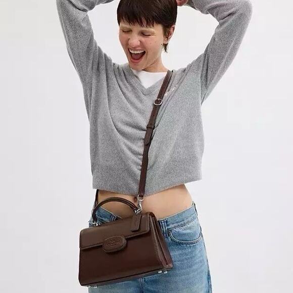 NWT Coach Eliza Top Handle Bag Leather CT852 Silver/Maple - Picture 7 of 10